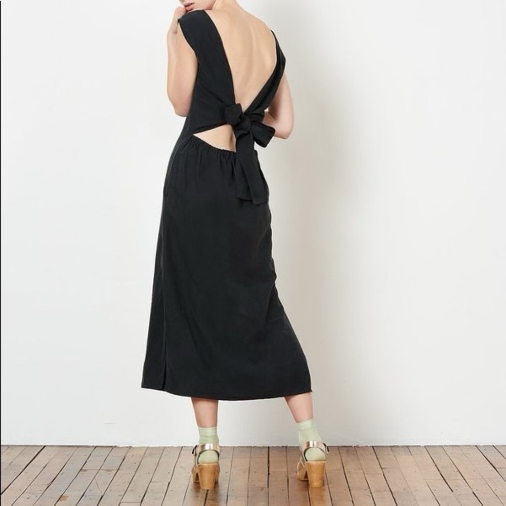 ozma of california la piedra silk wrap dress black size small